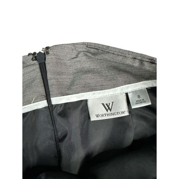 Worthington Pleated Pencil Skirt Gray Black Pockets Size 8 Lined Business Casual - Picture 9 of 10